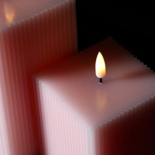 Velas LED rosas de rayas cuadradas pack de 2 para decoración de salones 6