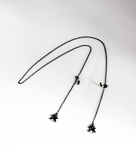 Image of Glasses Chain for Women Black Goth Spider & Mask Pendant Eyeglass Strap Holder Halloween