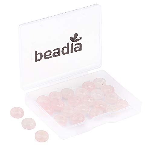 BEADIA Natural Rose Quartz Crystal Rondelle Stone with Large Hole (4mm) Loose Semi Gemstone Beads for Jewelry Making 10mmx4mm 24pcs