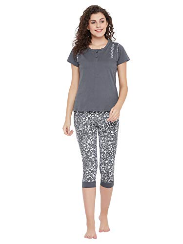 Image of Clovia Women's Cotton Cotton Rich Printed Top & Capri Set