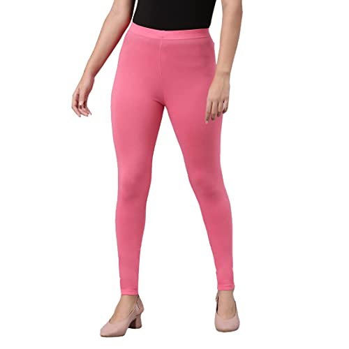 Image of GO COLORS Soft Cotton Stretch Ankle Length Leggings for Women | Breathable
