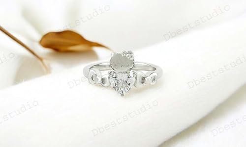925 Sterling Silver Heart Shape Moissanite Kitty Ring Women Kitty Jewelry Solitaire Promise Ring Cat Lover Ring Birthday Gift for Animal Lover2
