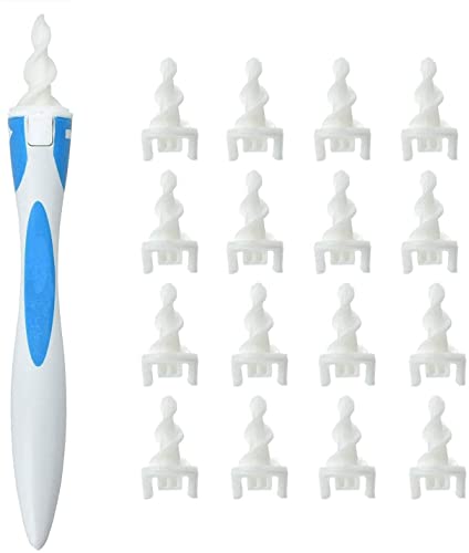 Nettoyant Oreille, Kit d'Enlèvement de Cire d'Oreille, Spirale Q Grips Oreilles Cire D'Oreille Nettoyeur, Nettoyeur d'Oreilles avec 16 Embouts de remplacement lavables en silicone pour Bebe Adulte Cover