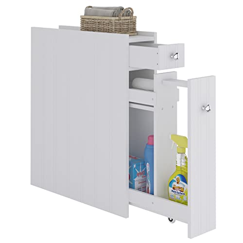 SogesGame Armoire de rangement étroite pour salle de bain, armoire d