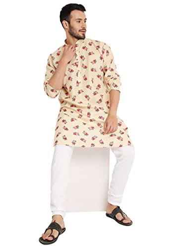 Image of Maharaja Floral Printed Linen Kurta Pyjama Set for Men