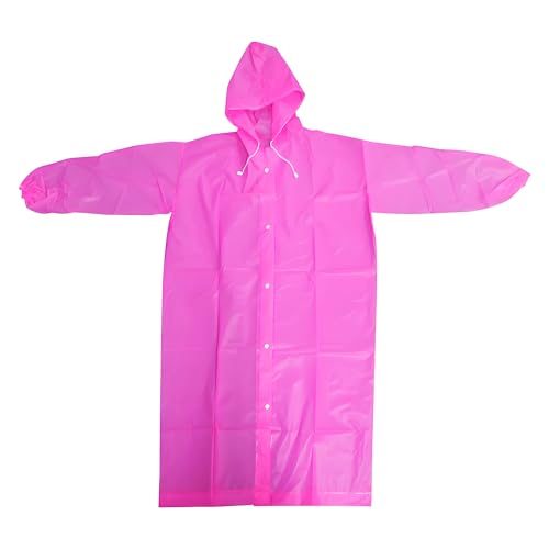 Rain Coat Poncho for Adult, 2 Pack Women Men Reusable Raincoats Emergency with Hood and Drawstring Pink2