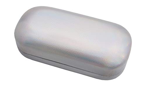 ColorViper Sports Protective Hard or semi hard Shell Case for Eyeglasses and Sunglasses w/Cleaning Cloth (A10A Medium Size Silver Rainbow Metallic)