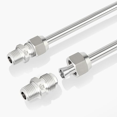 Image of TAISHER 2PCS Forging of 304 Stainless Steel JIC Flare Tube Fittings, 3 /4 inch JIC Male x 1 /2 inch NPT Male, Half Union