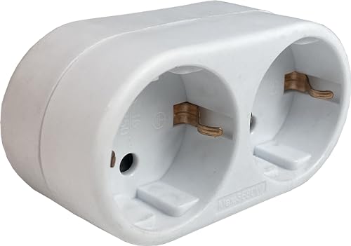 Sanfor Ladron 2 enchufes | Base Adaptador Frontal Clavija Doble Salidas Toma Multiple para Color Blanco