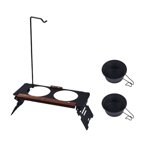 Support de gamelle pour chien en métal réglable avec mât d'éclairage - 2