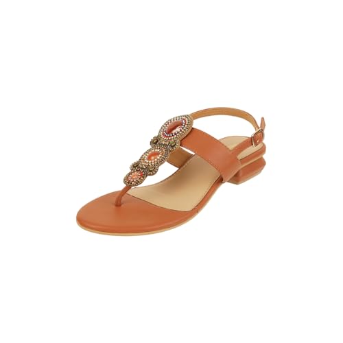 Metro Women’s Tan Elegant Ethnic Sandals with Zari Embellishment UK/7 EU/40 (33-837)