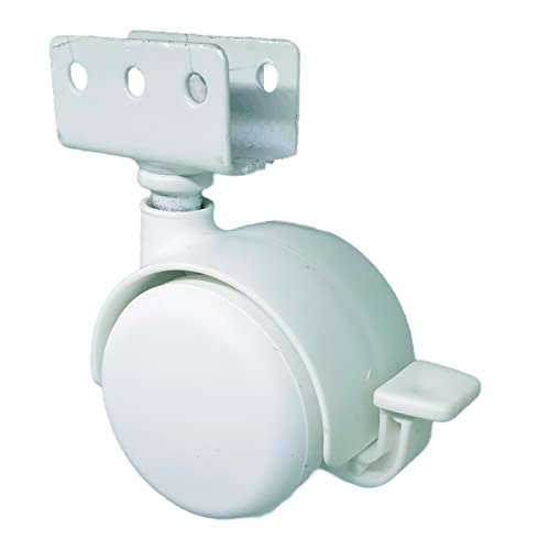 Kit 2 Rodizio para moveis Giratório com freio + 2 sem freio 50mm Perfil U 16mm Branco Squadroni
