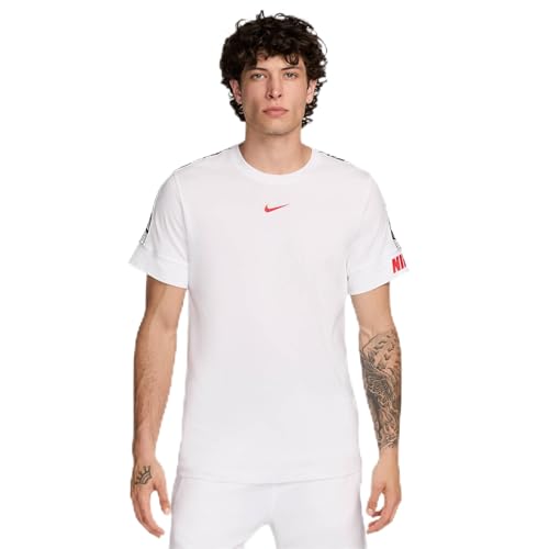 Nike SS Repeat T-Shirt Homme avec bandes logos imprimées épaules
