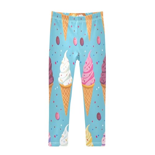 Toddler Girls Leggings Printed Yoga Pants Leggings Yellow Purple Ice Cream for Kids