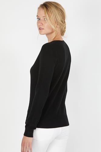 Image of JENNIE LIU Women's 100% Pure Cashmere Long Sleeve Pullover V Neck Sweater