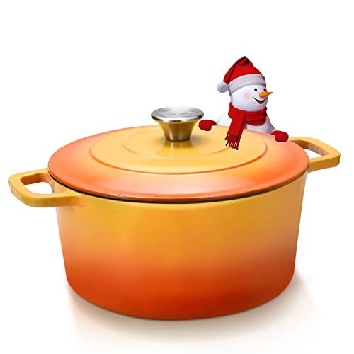 CSK Cast Iron Dutch Oven, 5 Quart Oven Pot with Stainless...