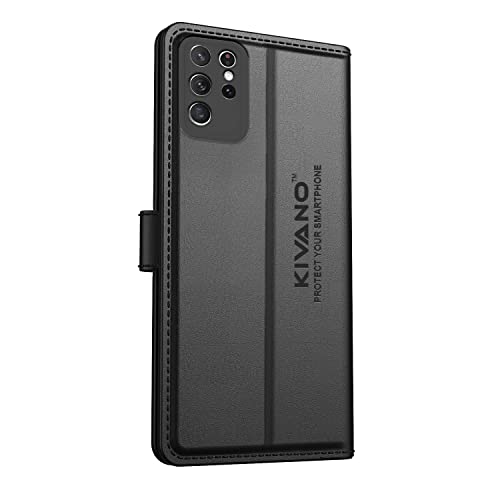 Image of KIVANO Compatible with Samsung Galaxy S21 Ultra 5G Flip Cover | Leather Finish | Inside Pockets & Inbuilt Stand | Shockproof Wallet Style Magnetic Closure Back Cover Case