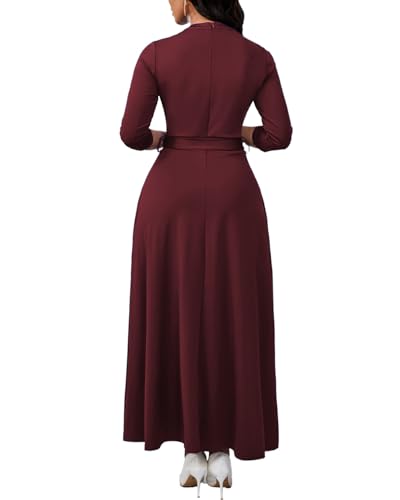 Image of BubFee Maxi Dresses for Women Semi Formal Long Dress 3 /4 Sleeve Casual A-line Church Dresses with Pockets
