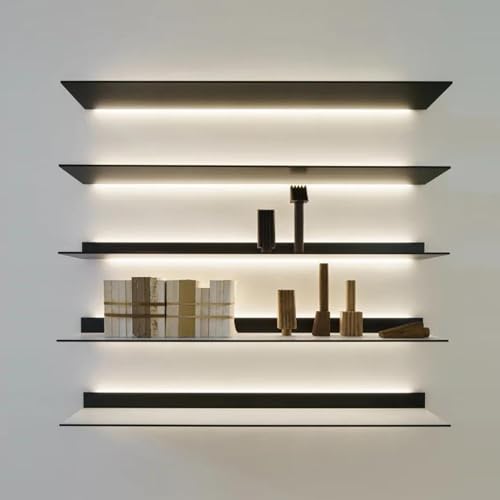 Étagère murale flottante LED étagère lumineuse métal noir 26,6"