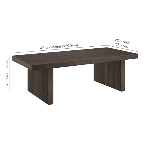 Henn&Hart 48" Wide Rectangular Coffee Table in Alder Brown, for Home, Living Room, Bedroom, Entertainment Room, Office - Image 4