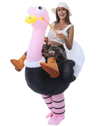 JOYBRO Costume d'autruche gonflable pour adulte, costume d'autruche amusant pour homme et femme, costumes d'Halloween, Noël, carnaval, cosplay et fêtes à thème, taille unique 150-190 cm