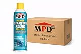 MPD Pro Starter Starting Fluid Spray – Premium 50% Ether Formula for Fast Cold Starts – Works to -65°F – Gas & Diesel Engines – Upper Cylinder Lubrication – 10.7 oz – (12-Pack)