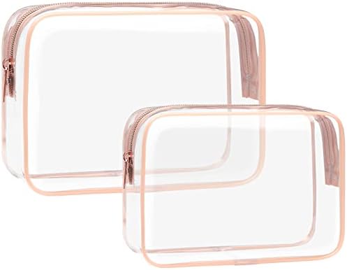 F-color TSA Approved Toiletry Bag 5 Pack Clear Toiletry Bags - Quart Size Travel Bag, Clear Cosmetic Makeup Bags for Women Men, Carry on Airport Airline Compliant Bag, 5 Colors