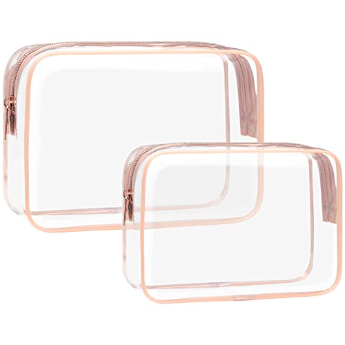 F-color 2 Pack Clear Makeup Bag, 1 Medium TSA Approved