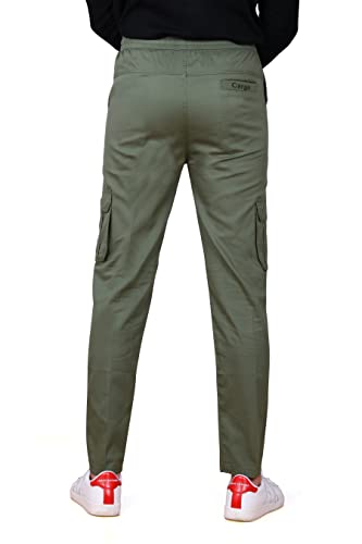 Image of KARTAVYA Cotton Cargo Track Pant for Men, Men's Regular Fit Track Pants Lower with Multi-Pockets & Side Pockets, Regular Fit for Men Track, Pajama for Men