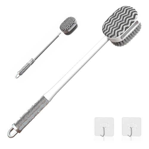 Brosse à sec pour le corps et douche avec manche long amovible double face exfoliante