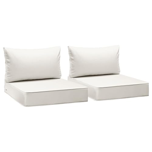 Image of AAAAAcessories Outdoor Seat Cushions for Chairs, Fade-Resistant, Waterproof Patio Furniture Replacement Cushions, 25.5 inch x 25.5 inch x 5 inch + 25.5 inch x 13.5 inch, Set of 2, Linen White
