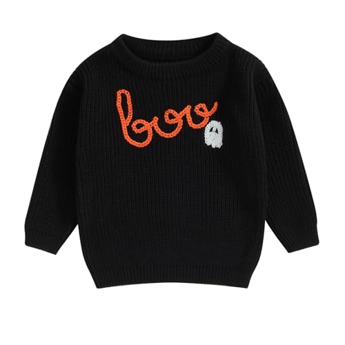 Toddler Baby Boy Girl Halloween Outfit Embroidery Knit Sweater Long Sleeve Pullover Sweatshirt Fall Winter Clothes