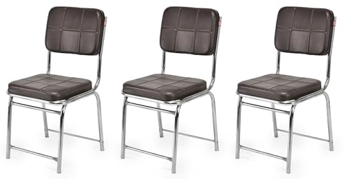 Image of Office Chair Reception Waiting Area Home Study Visitor Without Arm Heavy Duty with Steel Frame and Cushion seat Back, Without Wheels Hold up to 140 kg (3, Coffee, Heavy 3)