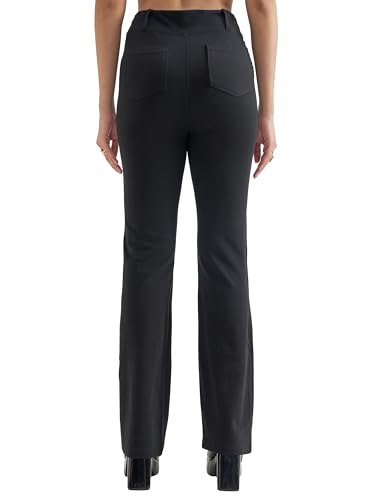 Image of Tokyo Talkies Women's Stretchable Bootcut Pants | High Rise Flared Trousers |Travel & Formal Wear|Workwear Trousers