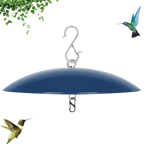Bird Feeder Dome Guard Squirrel Baffle for Hanging Feeder 13-Inch Cover for Shepherds Hook in the Outdoors Smart Birds Feeders Umbrella(Blue) 1 Pack