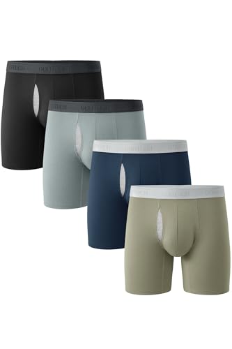 GOOTUCH Men's Odor Control Cotton Boxer Briefs, Moisture Wicking Silver-Ion Tech Underwear, 6.5 inch No Ride-Up (2&4 pack)
