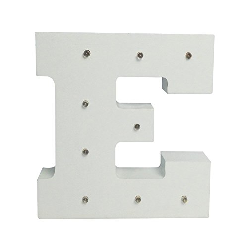 AntEuro Luces Decorativas LED, Diseño de Alfabeto de Madera en Color Blanco Letras Luces - Letra E