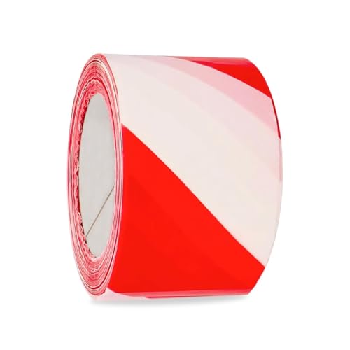 Amig - Red & White Hazard Tape | 1,640 ft x 2.75 in | Non-Adhesive Barrier Tape | High-Visibility Durable Ribbon for Indoor & Outdoor Use