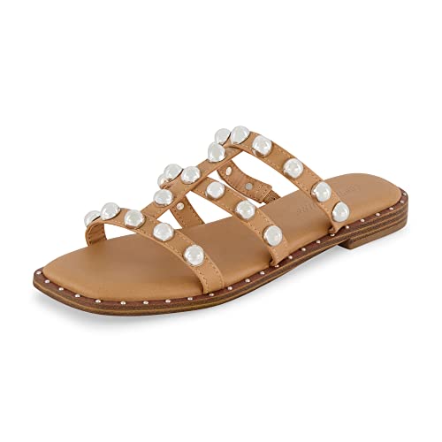 CUSHIONAIRE Women's Ventura stud slide sandal +Memory Foam