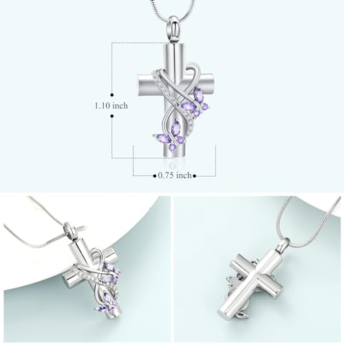 Imrsanl Butterfly Cross Urn Necklace for Ashes Men Women Cremation Jewelry Ashes Pendant for Human Memorial Ash Jewelry2