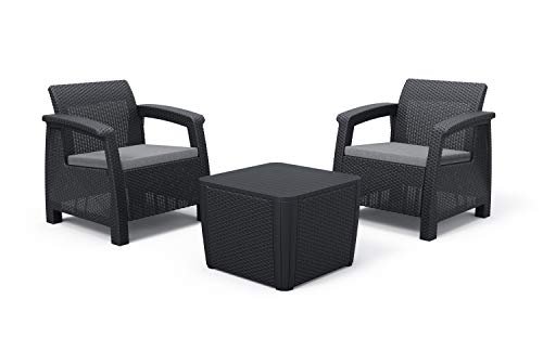 Alibert by Keter Corfu 2er Set Gartenstuhl aus Kunstoff + Gartentisch Luzon...