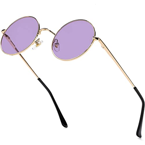 Red Lens Circle Glasses Small Round Polarized Sunglasses for Women Men Retro Hippie Style Circle Sun Glasses