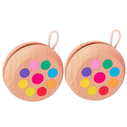 SUPVOX Wood Yo-yo Balls 2pcs Children's Fingertip Toy Chinese for Boys and Girls Toy Boys and Girls