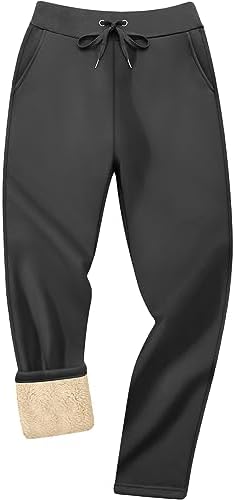 Voqeen Mens Sweatpants Warm Fleece Joggers Pants Winter Pants Sherpa Lined Sweat Pants Thicker Track Pants Jogging Pants