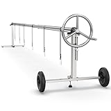 Abimars 14ft Pool Solar Cover Reel with Ball Bearings, 304 Stainless Steel Pool Solar Blanket Reel for Inground Pools, Stainless Steel Tube Prevents Sagging, No Plastic Parts