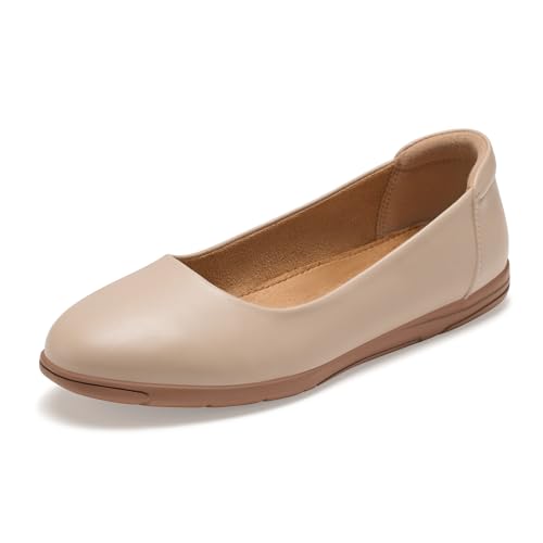 VEEYOO Women's Comfortable Ballet Dressy Flats, Round Toe Slip On Flats Dress Work Shoes for Business Casual