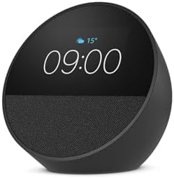 Amazon Echo Spot (latest model), Smart alarm clock with vibrant sound, Alexa and Bluetooth | Black