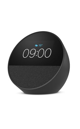 Amazon Echo Spot (latest model), Smart alarm clock with vibrant s...