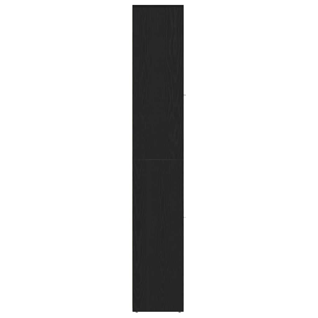 Szafka łazienkowa, czarna, imitacja dębu, 30 x 30 x 183,5 cm, trwały materiał drewnopochodny, praktyczna przestrzeń do przechowywania przyborów łazienkowych, łatwa w utrzymaniu