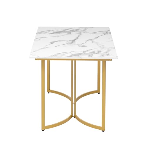 Table aspect marbre blanc avec pieds incurvés pour sol irrégulier - 5